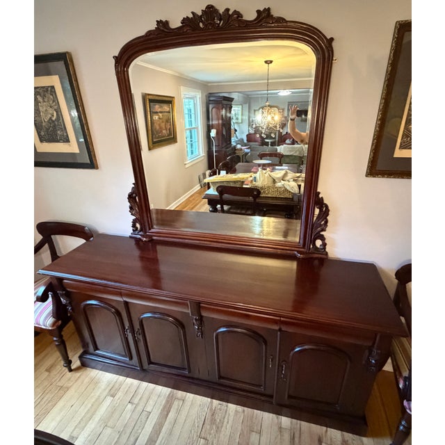 Reproduction solid Mahogany french polished classic English Victorian style dining room sideboard. The item was self...