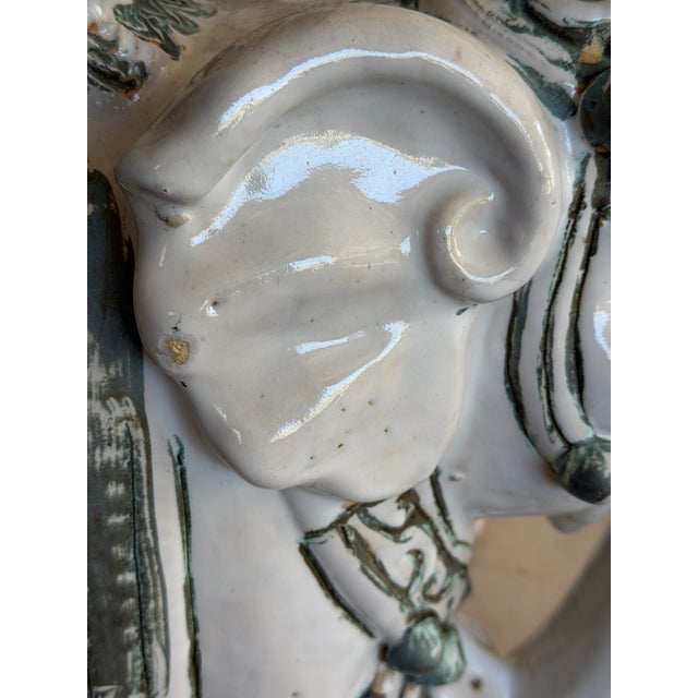 Pair Vintage Chinoiserie Regency Glazed Terracotta Ceramic Elephant Garden Seat Side Tables For Sale - Image 11 of 12