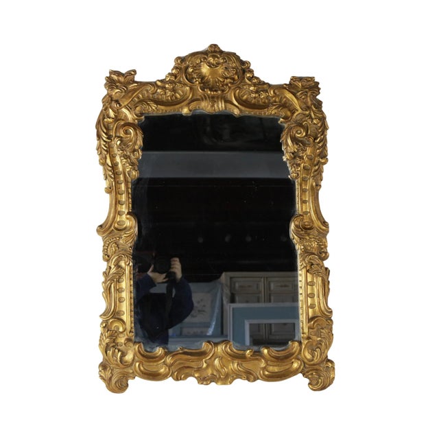 Gold A Fine Regency-Style Gilt-Carved Wooden Mirror For Sale - Image 8 of 11