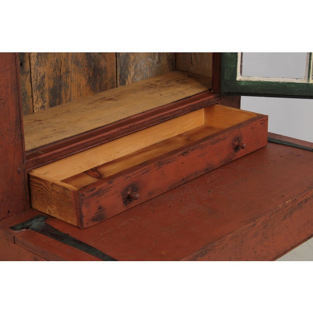 Wood Country Paint Decorated Primitive Plantation Desk For Sale - Image 7 of 16