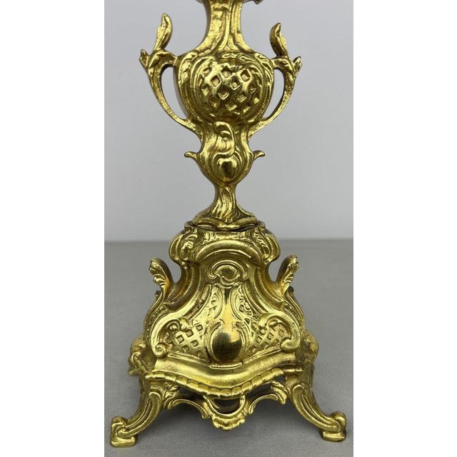 Vintage French Candleholders in Brass, Set of 2 For Sale - Image 9 of 12