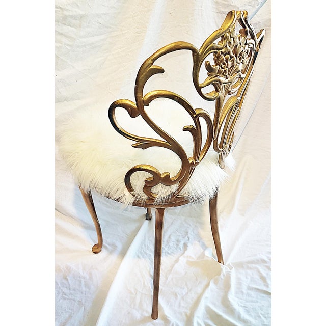 1950s Gilt Metal Vanity Chair For Sale In West Palm - Image 6 of 7