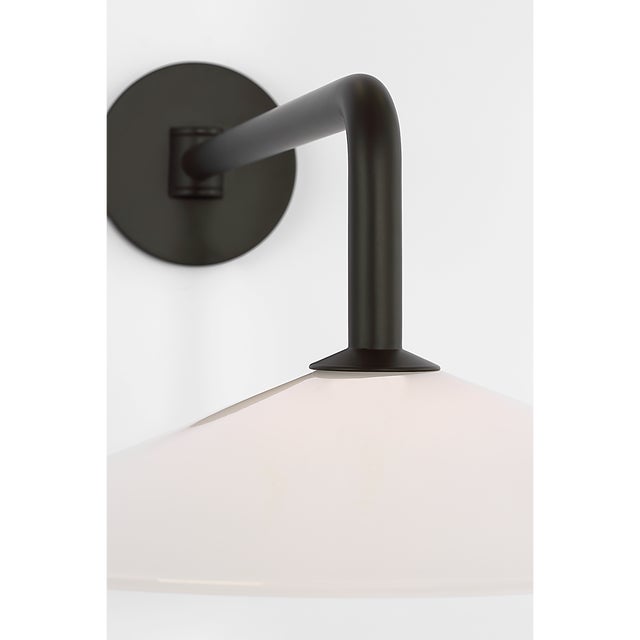Amber Lewis for Visual Comfort Signature Ponce 9" Articulating Sconce in Modern Iron with Milk White Glass Shade For Sale In Houston - Image 6 of 11