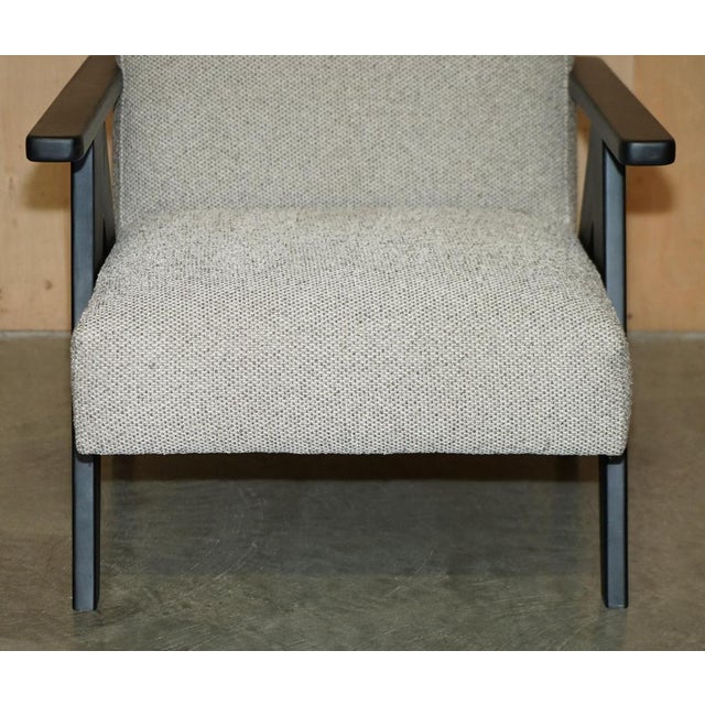 Gold Lounge Chair with Beech Wood Frame and Oatmeal Fabric For Sale - Image 8 of 13