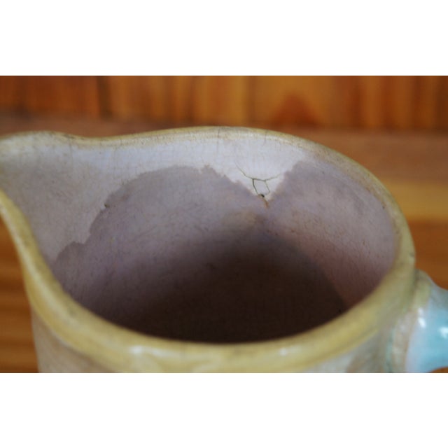 Ceramic Antique Majolica Wardle Bamboo Basketweave Dogwood Flower Pitcher Jug For Sale - Image 7 of 12
