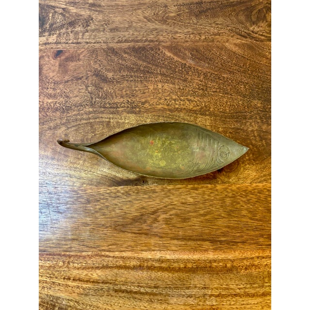 Vintage French Bronze Leaf Dish by Loys Paris, Fish Motif Catchall For Sale - Image 4 of 9