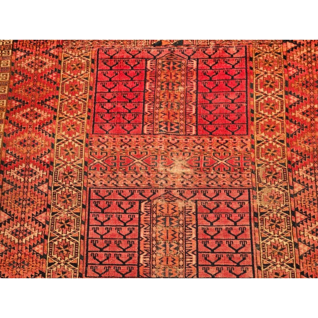 Tribal Near Square Size Vintage Turkmen Tekke Ensi in Prayer Pattern in Red, Navy, Ivory, Blue For Sale - Image 3 of 16