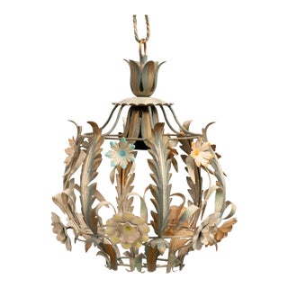 Tole Floral Chandelier For Sale
