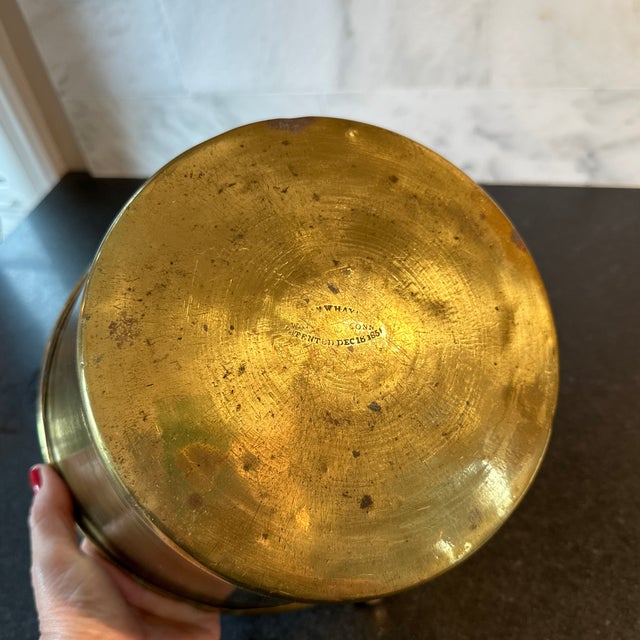 Metal 1851 Hayden Pat. Ansonia Brass Co. Bail Brass Bucket For Sale - Image 7 of 7