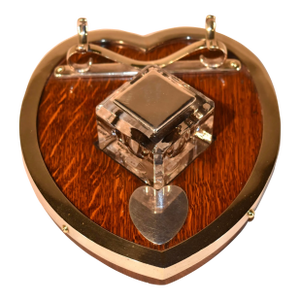 Wonderful Heart Shaped Oak and Silver Inkwell, Circa 1900