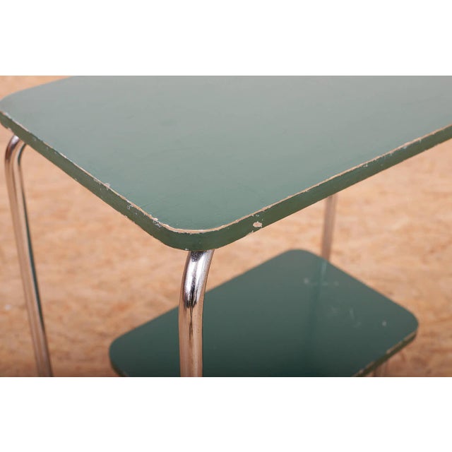 Green Steel Tube Console in Chrome-Plated Steel Tube and Plywood For Sale - Image 8 of 16