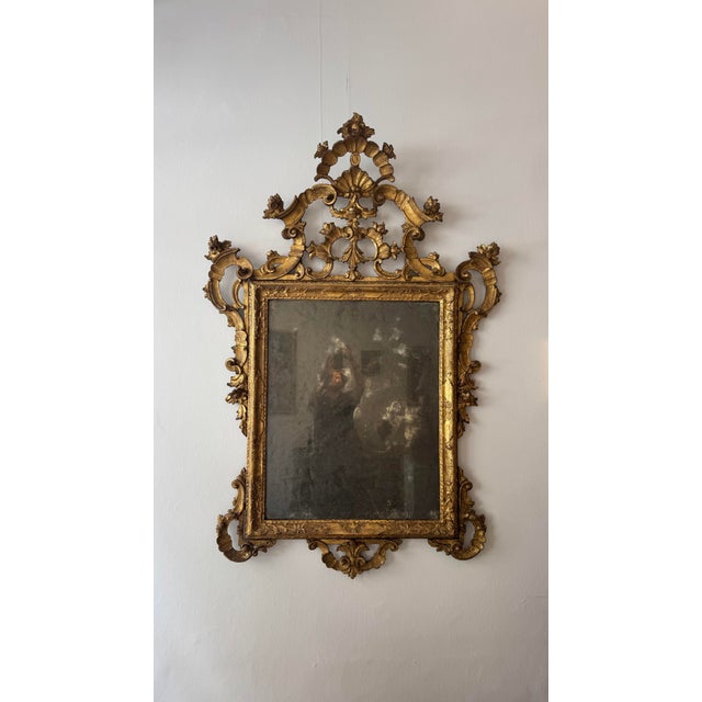 Antique Venetian Gilded Wood Mirror, 1700 For Sale - Image 14 of 14