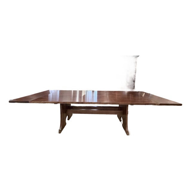 Late 20th Century Stickley Mission Collection Keyhole Trestle Oak Dining Table For Sale