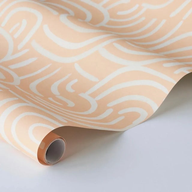 Schumacher Sample - Schumacher x BACKDROP New Beat Wallpaper in Light Peach For Sale - Image 4 of 5