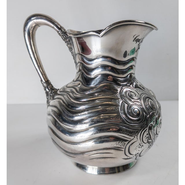 Meriden Silver Plate Co. 19th Century American Meriden Silverplate Pitcher Presented to Captain James Seaman For Sale - Image 4 of 14