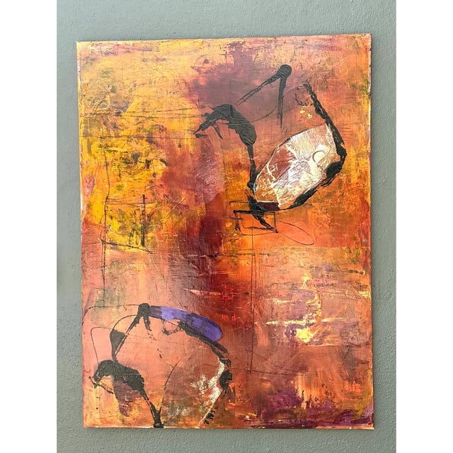 Burnt Orange Vintage Abstract Expressionist Oil Painting on Canvas For Sale - Image 8 of 12