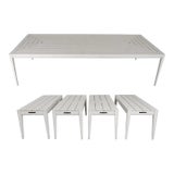 2010s McKinnon and Harris Outdoor Furniture Set, 10 Foot Wyatt Dining Table and Benches - 5 Pieces For Sale