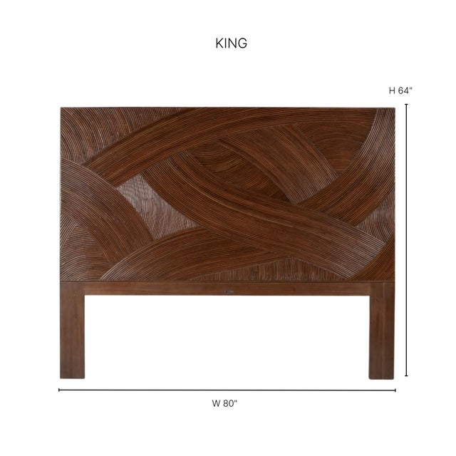 Modern Swirl Rattan Standard Bed King, Golden Mahogany For Sale - Image 3 of 10
