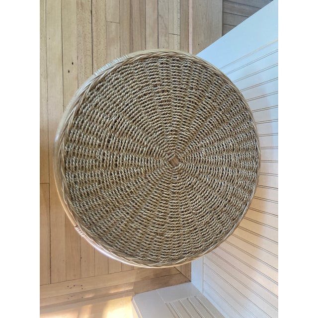 Vintage cane and rattan side/drinks table in excellent condition. Table top and second tier is intricately woven. Some...