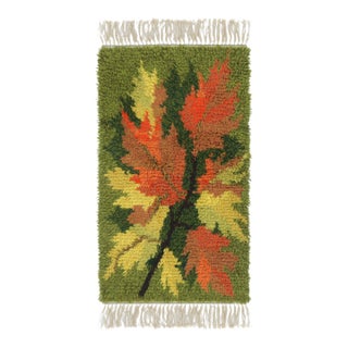 Vintage Swedish Rya Runner With Autumnal Leaf and Green Design - Rug & Kilim For Sale