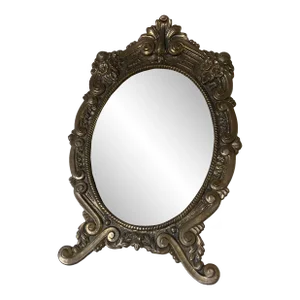 Vintage Ornate Brass Vanity Mirror
