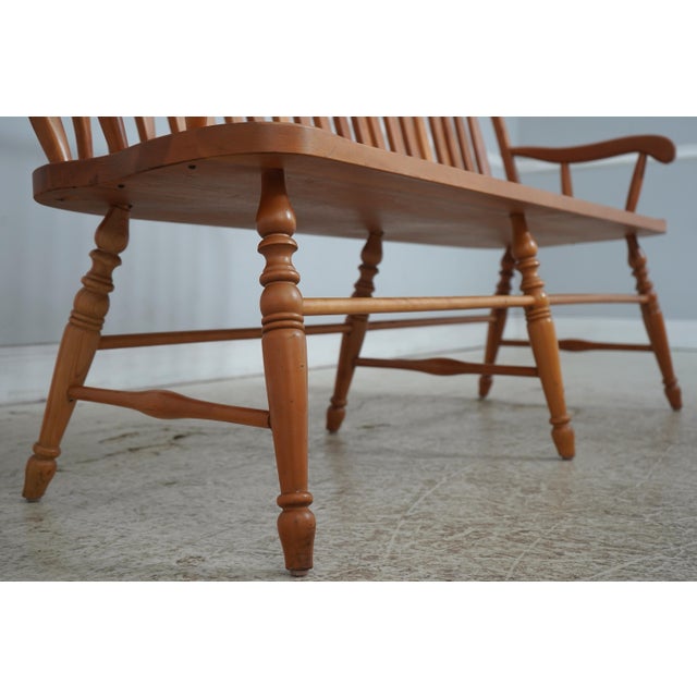Wood Windsor Style Hand Crafted Long Bench Settee For Sale - Image 7 of 18