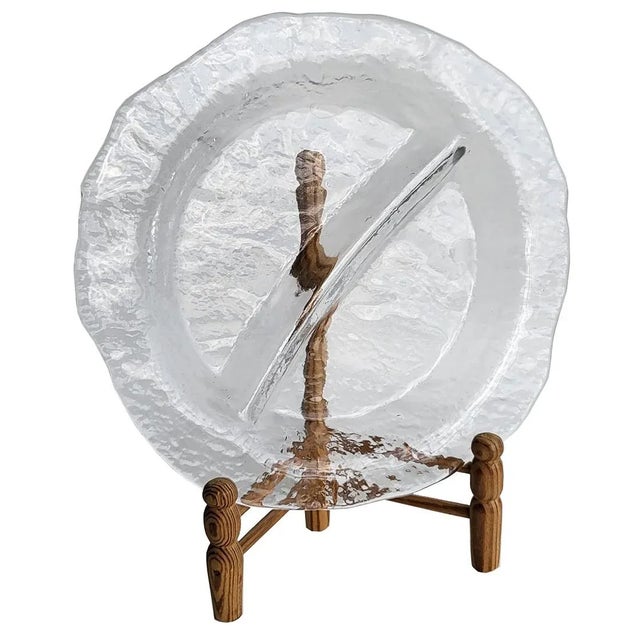 1970s Partitioned Glass Bowl in Melting Ice Pattern by Uno Westerberg for Pukeberg For Sale - Image 9 of 9