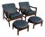 Modern Mid Century Black Leather Lounge Chairs With Ottomans For Sale