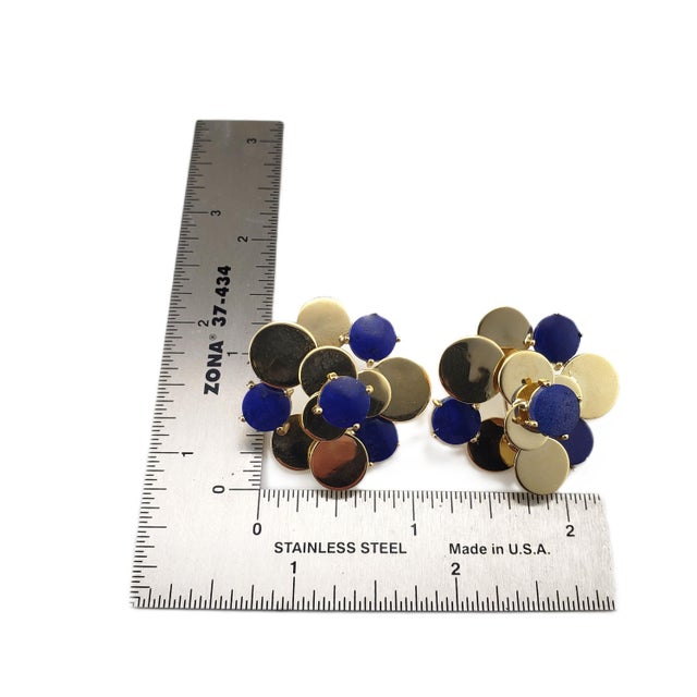 Blue Late 20th Century Merrin 18k Yellow Gold and Lapis Lazuli Screw Back Earrings - Set of 2 For Sale - Image 8 of 9