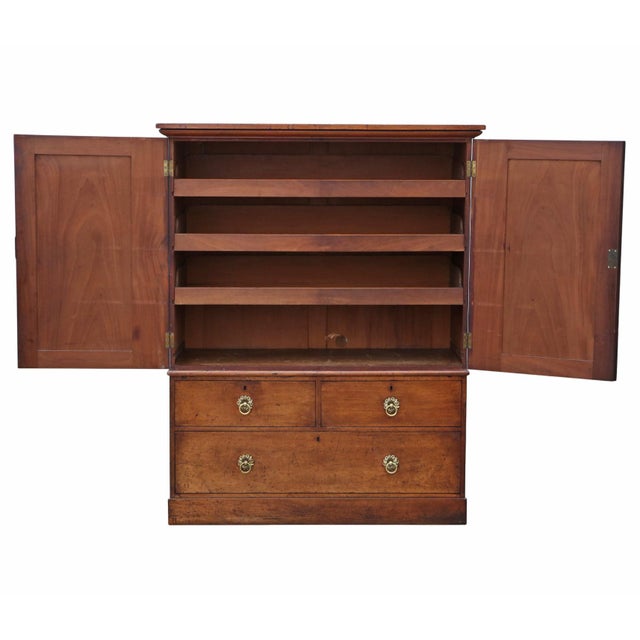 Antique Georgian Mahogany Linen Press Wardrobe, 1800s For Sale - Image 4 of 10