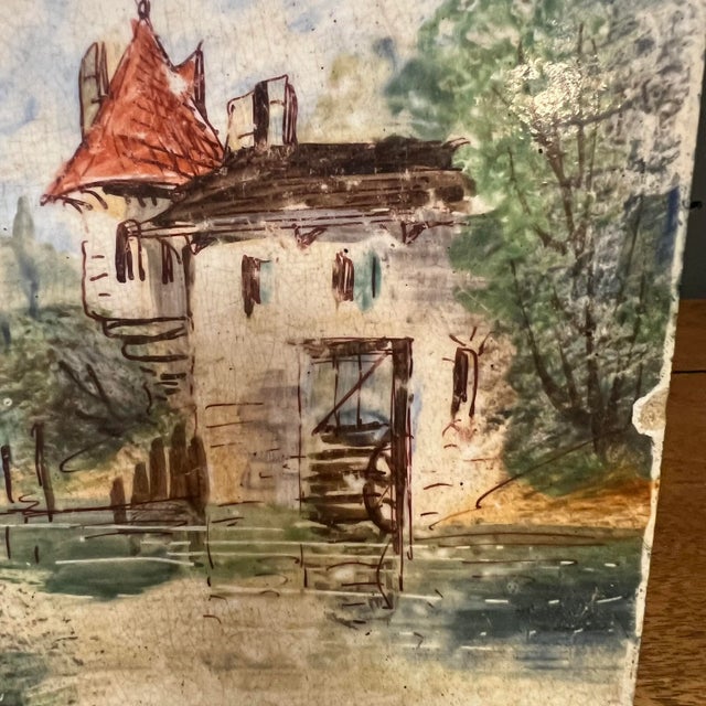 French French 1950's Hand Painted Tile For Sale - Image 3 of 9