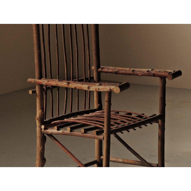 Rustic Brutalist Naive Hazelnut Branch Armchair, France, 1970 For Sale - Image 3 of 17