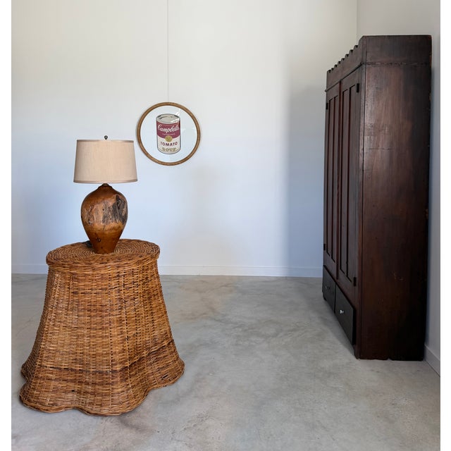 Tromp l'Œil "Ghost" Rattan Table + Round Glass Dining or Surrealist Game Table For Sale - Image 18 of 18
