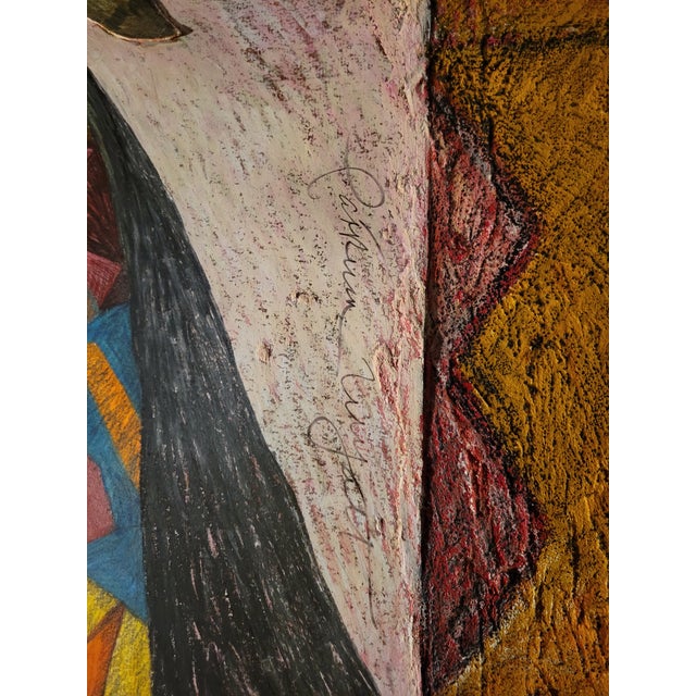 American Late 20th Century Large Patricia Wyatt Native American Woman Painting For Sale - Image 3 of 3