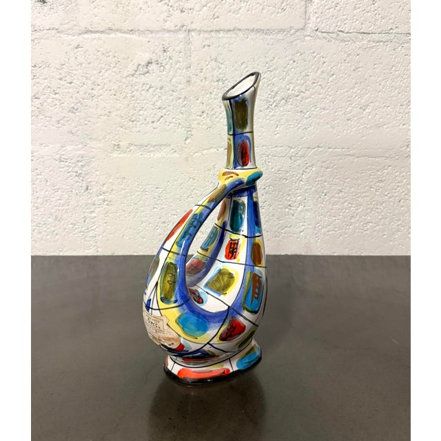 Ceramic Vintage Italian Hand-Painted Ceramic Decanter For Sale - Image 7 of 8