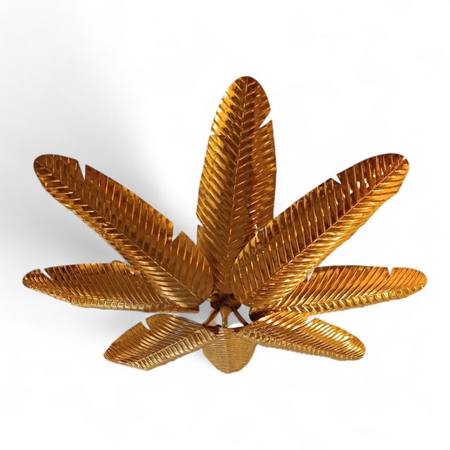 Golden Palm Leaf Ceiling Lamp For Sale - Image 3 of 7
