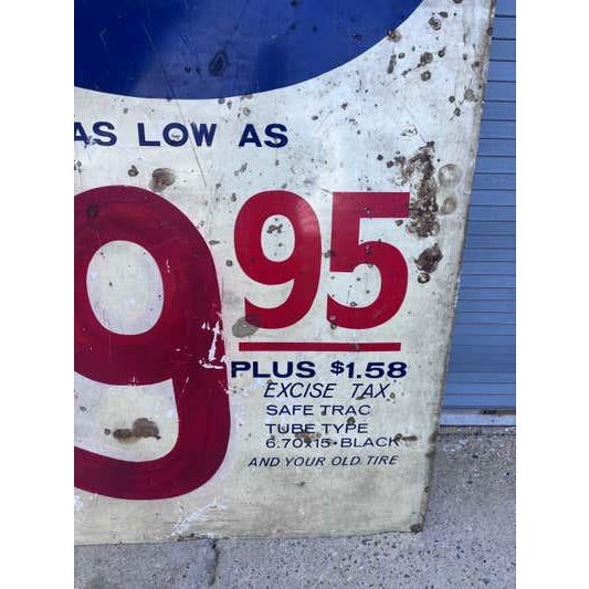 Mid-Century Modern 1950's or 60's Hand-Painted Tire Sign, 2 sided! For Sale - Image 3 of 8