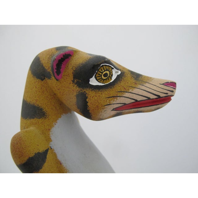 Wood Alebrije Carved Wood MeerKat Tiger Hybrid Animal Oaxaca Mexico Folk Art Figurine For Sale - Image 7 of 12