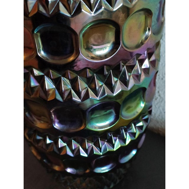 Vintage Pressed Glass Carnival Glass Vase, 1960s For Sale - Image 6 of 9