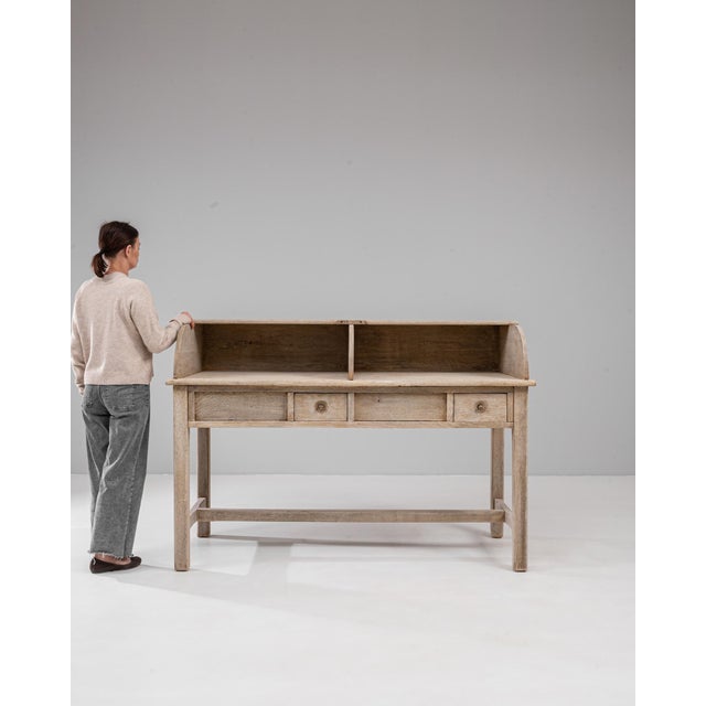 20th Century Belgian Oak Secretary Desk With Drawers For Sale - Image 18 of 18