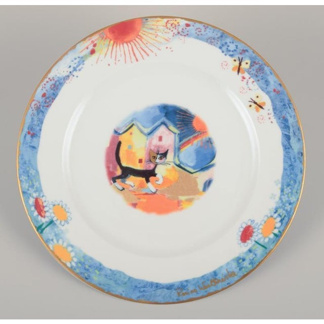 Dinner Plates with Cat Motifs by Rosina Wachtmeister for Goebel, Germany, Set of 6 For Sale - Image 4 of 10