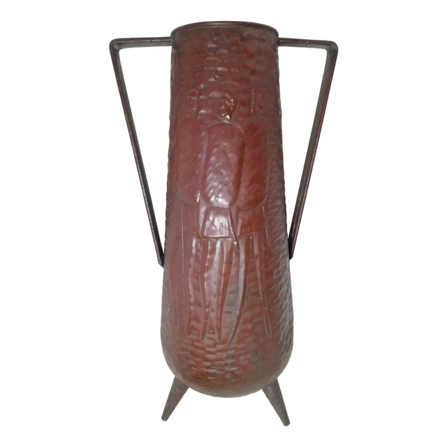 Brutalist Copper Tripod Umbrella Stand by Angelo Bragalini, Italy, 1950s For Sale