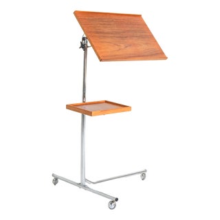 Adjustable Reading Table in Teak and Chromed Metal, Scandinavia, 1950s For Sale