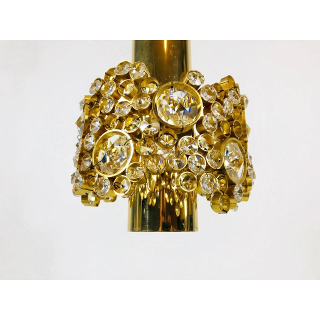 German Gilt Brass and Crystal Glass Chandelier from Palwa, 1970s For Sale - Image 11 of 16