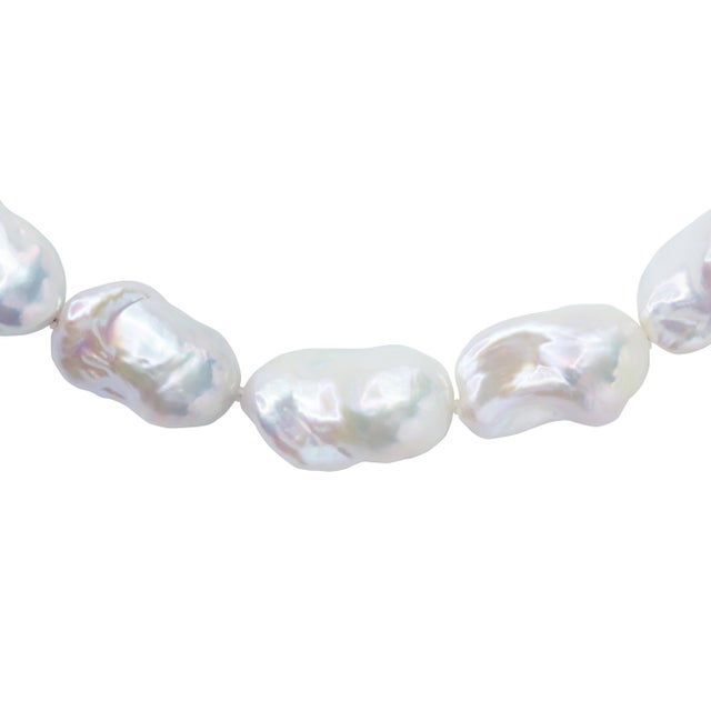 Off-white Extra Large White Baroque Pearl Necklace For Sale - Image 8 of 13