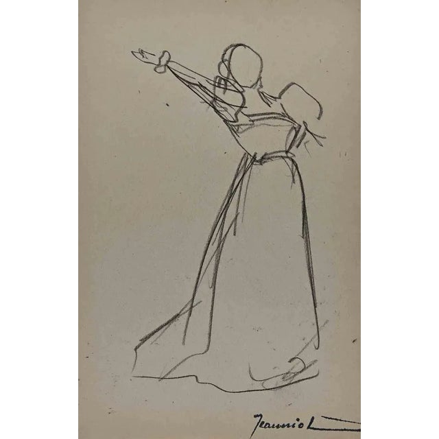 Woman is an original Drawing on paper realized by painter Pierre Georges Jeanniot (1848-1934). Drawing in Pencil. Hand-...