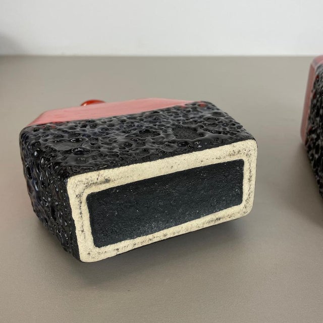 Set of Two Pottery Fat Lava Cubic Vases from Jopeko, Germany, 1970s For Sale - Image 18 of 18
