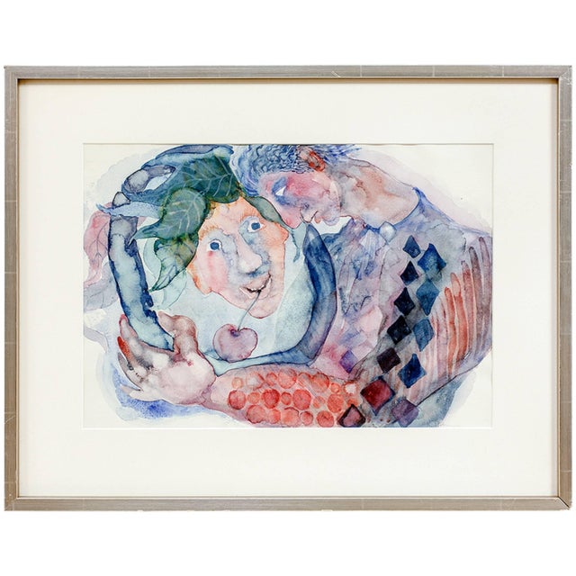 Genre: Expressionist Subject: Figures Medium: Watercolor Surface: Paper Country: Austria Dimensions w/Frame: 21" x 26 3/4"...