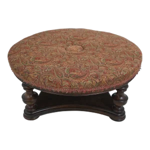 Large Round Continental Style Upholstered Ottoman Coffee Table
