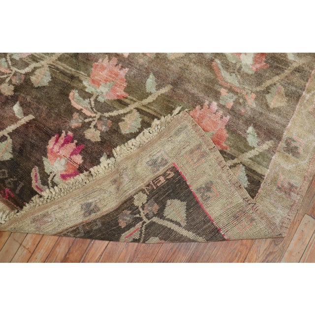 Stunning Floral Soft Brown Gallery Size Turkish Rug, Dated 1969 For Sale - Image 13 of 18